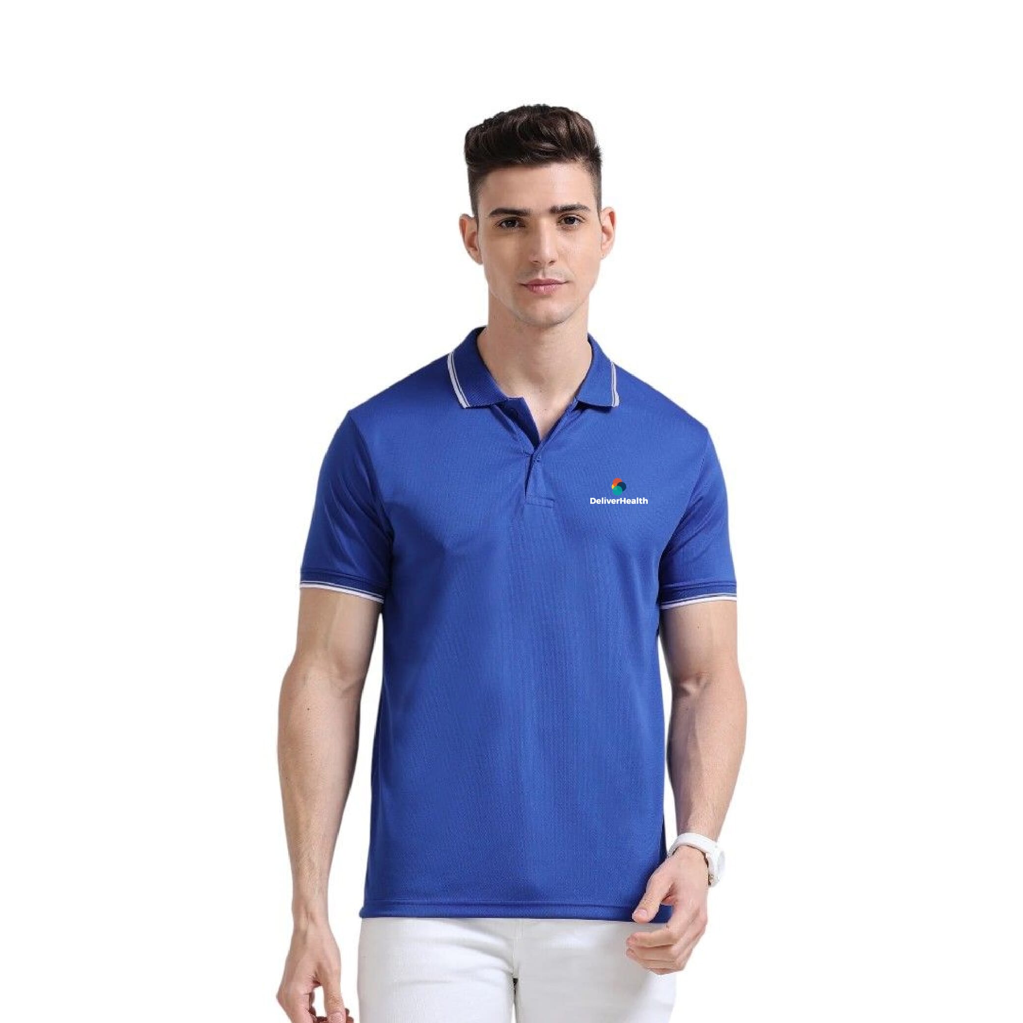 Greys&Blues PrimoKnit Polo Tshirt- Royal Blue with White Tipping